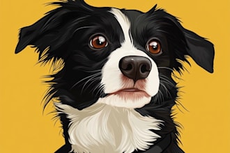 make a your cat, dog, or any pet cartoon vector portrait