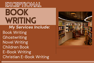 ghostwrite fiction nonfiction kindle self help novel  kdp cook book or ebook