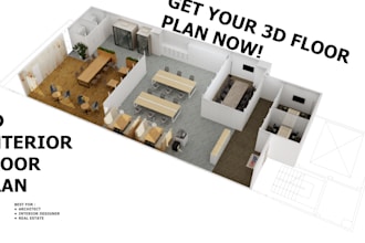 create a realistic 3d interior floor plan