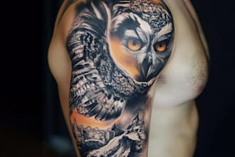 hand draw a full sleeve tattoo design unique modern