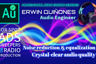 high quality radio commercial, sweeper and intro editing