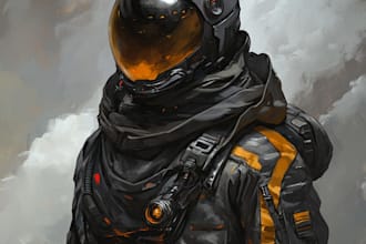 draw fantasy sci fi character or concept art illustration