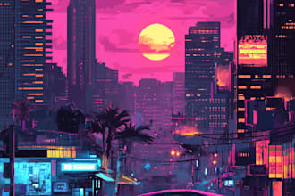 make futuristic cyberpunk city and oc game art