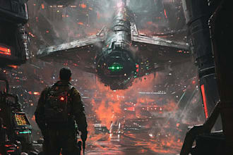 create science fiction city, cyberpunk fantasy illustration