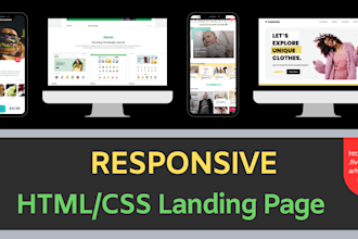 make  front end HTML CSS responsive landing page