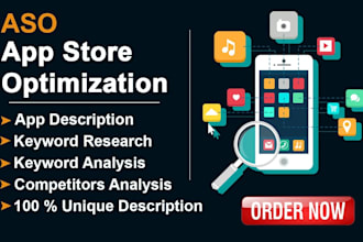 do aso with app description, title, keywords, screenshots for your apps or games