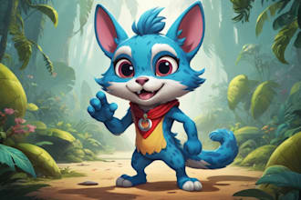 draw an eyecatchy mascot, animal cartoon character