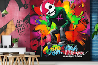 create a hand drawn graffiti and character design
