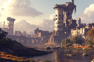 draw environment concept art, background art illustration