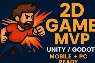 develop a cross platform mvp 2d game prototype with core systems unity vfx godot