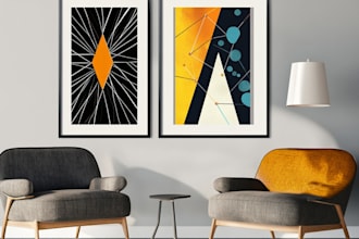 make mid century modern digital wall art for etsy store