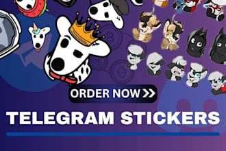 design adorable furry and animal telegram sticker sets