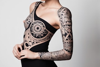 create sleeve tattoo design in geometric style
