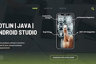 develop android app projects in kotlin, java, android studio
