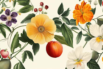 draw a simple illustration set of fruit, vegetable
