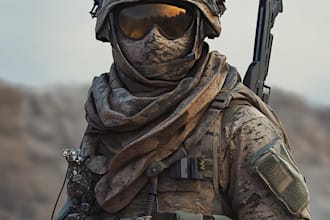 draw 2d game art military character design