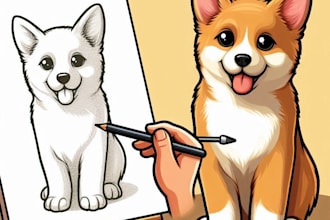 draw cartoon vector portrait from your cat, dog, or any pet