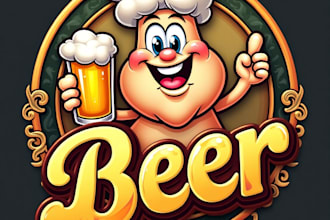 design high quality beer cartoon mascot logo with fastest delivery