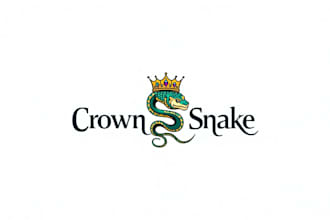 design outstanding crown snake mascot logo with express deliver