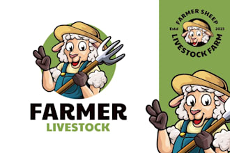 create sheep chef farmer mascot logo design