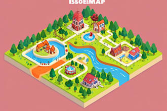 design isometric map illustration vector