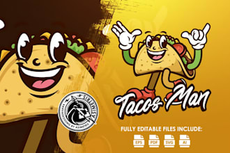 make pizza retro tacos squirrel food mascot logo