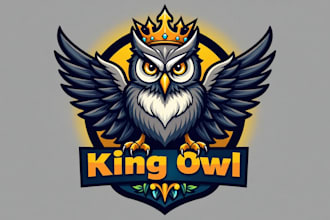 design creative king owl bird mascot logo ith unlimited revision