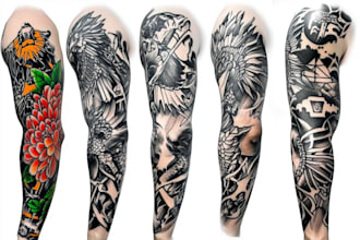 draw custom tattoo design realistic, full sleeve tattoo artist