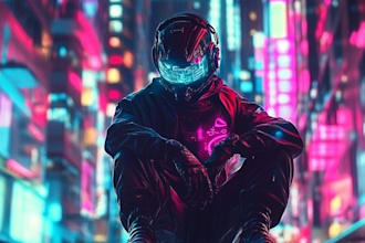 design an illustration of futuristic cyberpunk city for you
