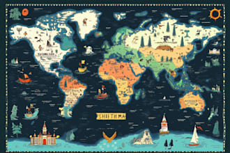create vector map illustration hand drawn