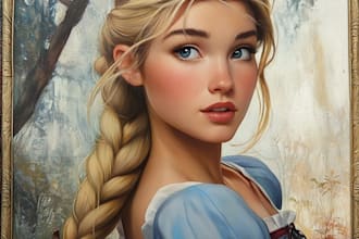 draw a portrait in semi realism disney cartoon style
