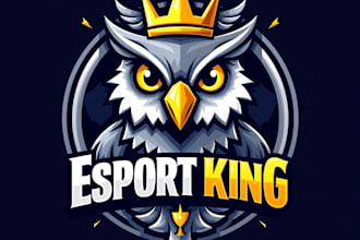 design high quality esport king owl mascot logo for your business