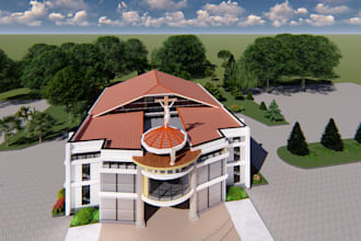 do realistic 3d architecture exterior or interior rendering of your church