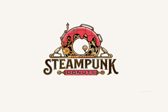 make unique gear, skull, garage, steampunk logo with business card design