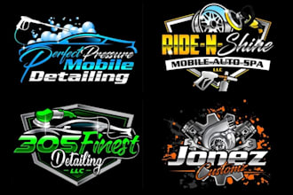 do car racing auto detailing trucking auto repair car wash and automotive logo