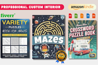create mixed puzzle activity book sudoku word search crossword and mazes for KDP