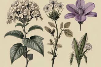 draw realistic scientific botanical illustrations of flowers or plants