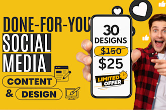 write and design 30 social media posts editable in canva