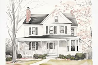 pencil or watercolor sketch your house