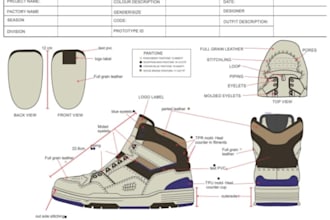 design your footwear shoe sneakers sketch and tech pack