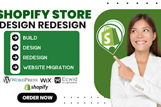 design, redesign shopify wordpress woocommerce ecwid wix store