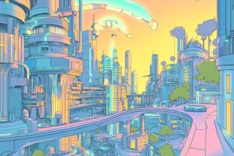make illustration of futuristic cyberpunk city for you