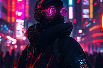 design cyberpunk futuristic city illustration in your choice