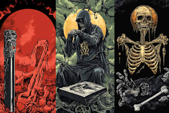 create dark art, horror or skull artworks illustration