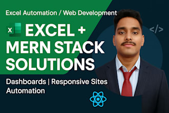 excel reports, dashboards, and mern stack websites tailored for your needs