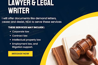 draft and send a demand letter, legal notice, cease and desist with letterhead