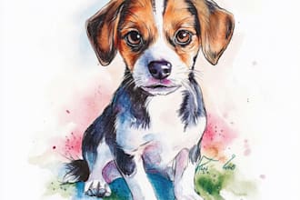 make a  watercolor pet portrait