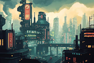make cyberpunk scifi futuristic city for your project