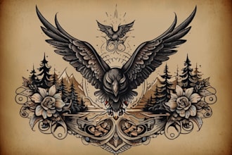 draw american traditional tattoo design by request