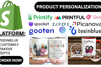 setup teeinblue, customily, zepto, zakeke product personalizer in shopify store